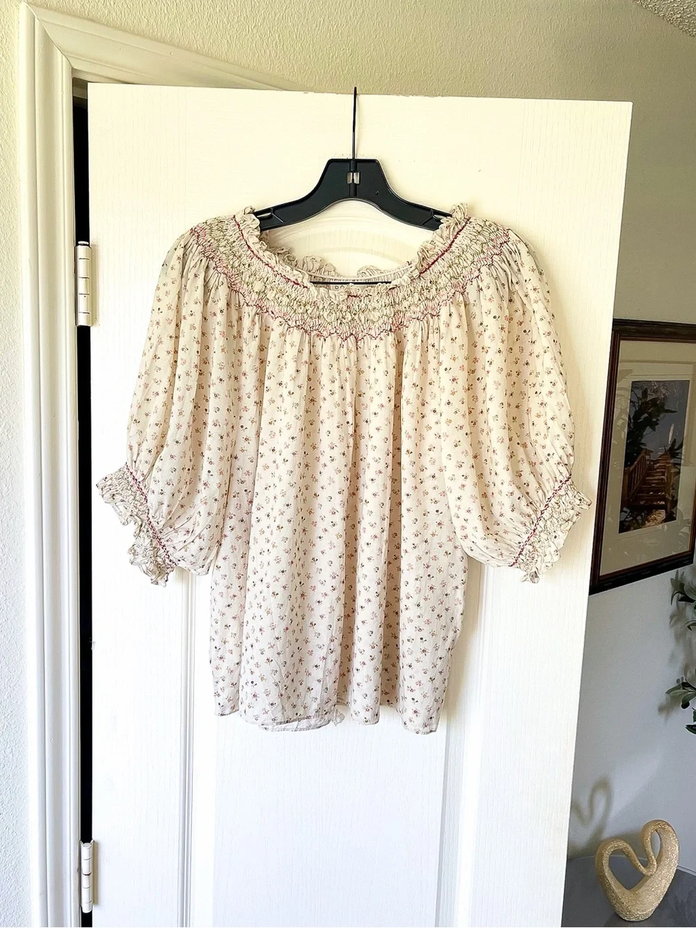 DÔEN Annalise Blouse Parc Monceau Floral Cream Medium EUC